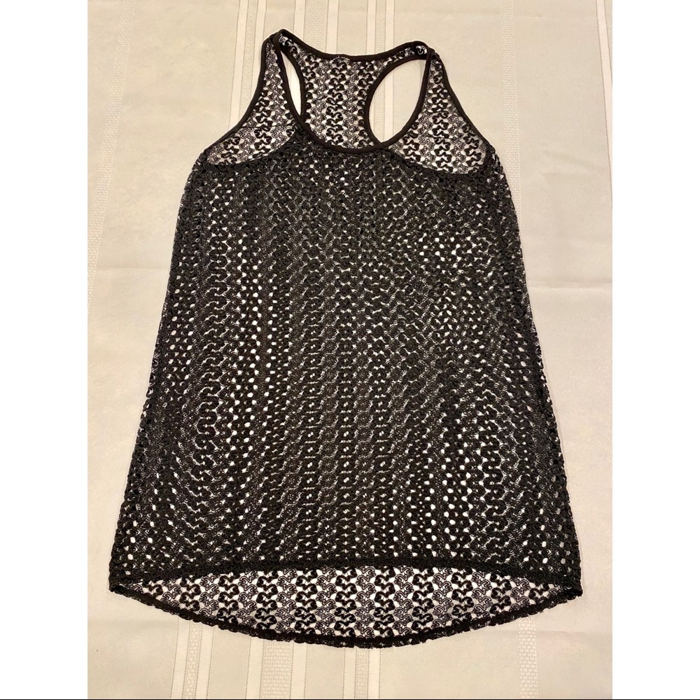 Crochet Black Beach Cover-Up - Sleeveless tank-top